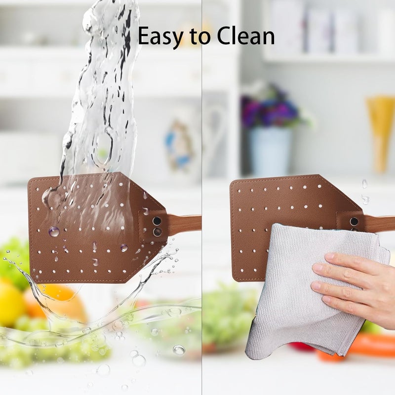DEBETOOL Leather Fly Swatter - Heavy Duty Manual Fly Swatter with Wood Handle, Durable Leather Fly Swatter for Indoor and Outdoor Use (Brown) - Image 4